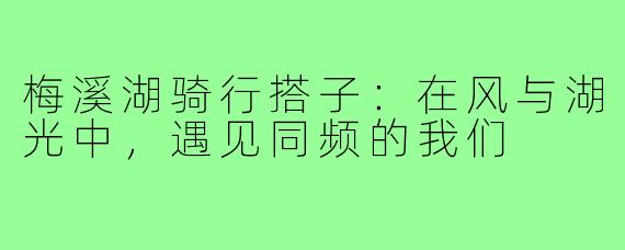 梅溪湖骑行搭子：在风与湖光中，遇见同频的我们