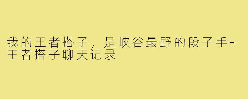 我的王者搭子，是峡谷最野的段子手-王者搭子聊天记录