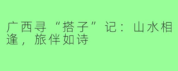 广西寻“搭子”记：山水相逢，旅伴如诗