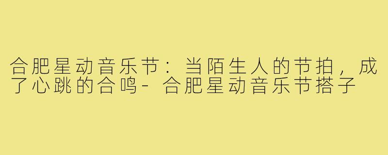 合肥星动音乐节：当陌生人的节拍，成了心跳的合鸣-合肥星动音乐节搭子