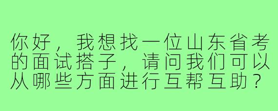 你好，我想找一位山东省考的面试搭子，请问我们可以从哪些方面进行互帮互助？