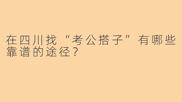 在四川找“考公搭子”有哪些靠谱的途径？