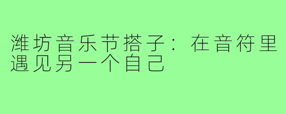 潍坊音乐节搭子：在音符里遇见另一个自己