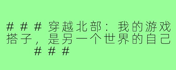 ###穿越北部：我的游戏搭子，是另一个世界的自己

###