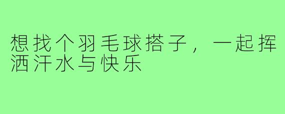 想找个羽毛球搭子,一起挥洒汗水与快乐