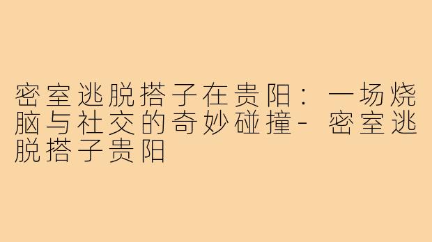 密室逃脱搭子在贵阳：一场烧脑与社交的奇妙碰撞-密室逃脱搭子贵阳