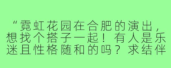 “霓虹花园在合肥的演出，想找个搭子一起！有人是乐迷且性格随和的吗？求结伴蹦迪和拍照～”