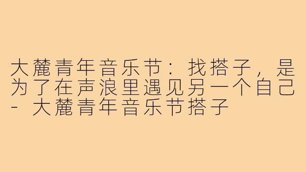 大麓青年音乐节：找搭子，是为了在声浪里遇见另一个自己-大麓青年音乐节搭子