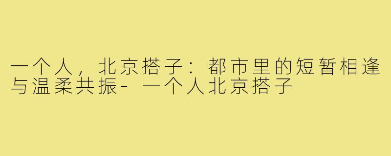 一个人，北京搭子：都市里的短暂相逢与温柔共振-一个人北京搭子
