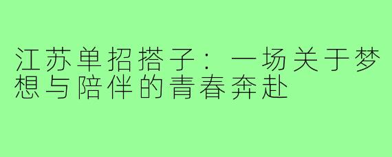 江苏单招搭子:一场关于梦想与陪伴的青春奔赴