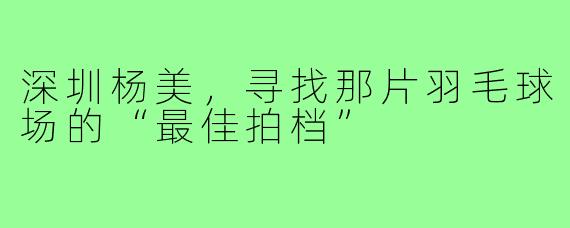深圳杨美，寻找那片羽毛球场的“最佳拍档”