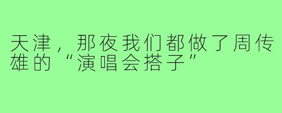 天津，那夜我们都做了周传雄的“演唱会搭子”