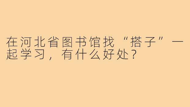 在河北省图书馆找“搭子”一起学习,有什么好处?