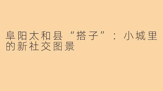 阜阳太和县“搭子”:小城里的新社交图景