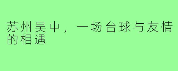 苏州吴中，一场台球与友情的相遇