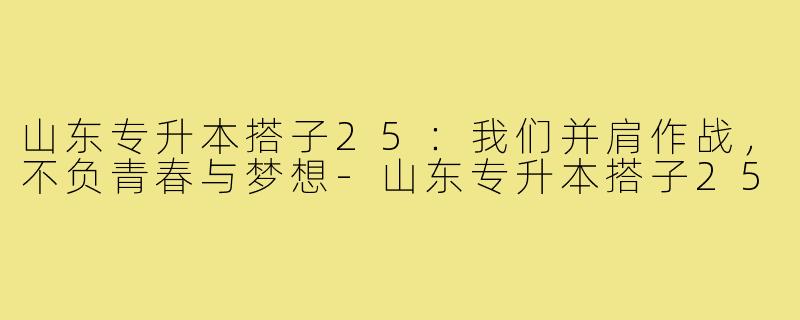 山东专升本搭子25：我们并肩作战，不负青春与梦想-山东专升本搭子25