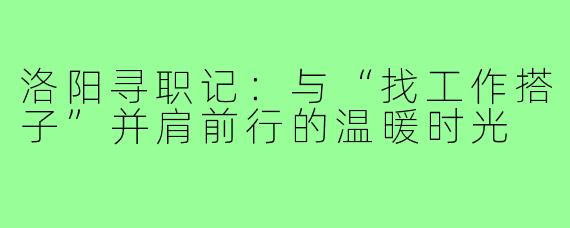洛阳寻职记：与“找工作搭子”并肩前行的温暖时光