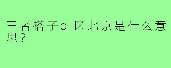 王者搭子q区北京是什么意思？