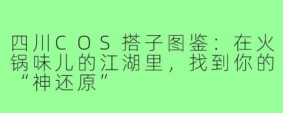 四川COS搭子图鉴：在火锅味儿的江湖里，找到你的“神还原”