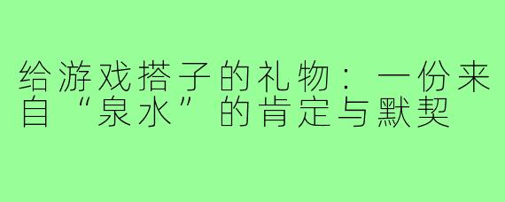 给游戏搭子的礼物:一份来自“泉水”的肯定与默契