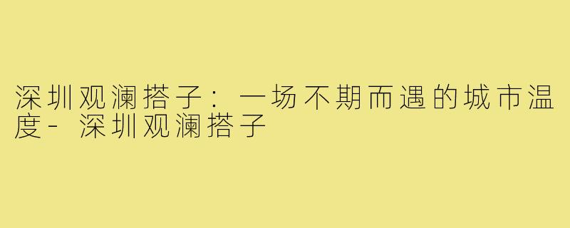 深圳观澜搭子：一场不期而遇的城市温度-深圳观澜搭子