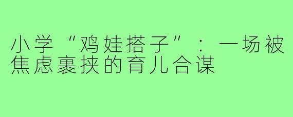 小学“鸡娃搭子”：一场被焦虑裹挟的育儿合谋