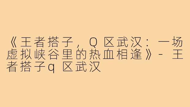 《王者搭子，Q区武汉：一场虚拟峡谷里的热血相逢》-王者搭子q区武汉