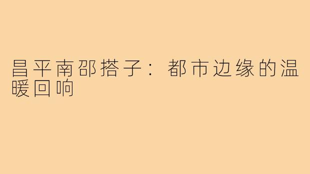 昌平南邵搭子：都市边缘的温暖回响