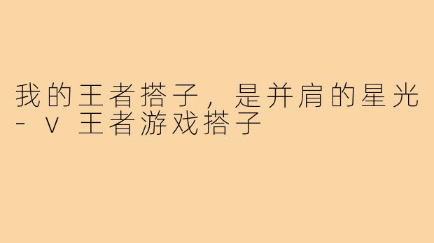 我的王者搭子，是并肩的星光-v王者游戏搭子