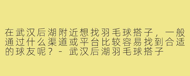 在武汉后湖附近想找羽毛球搭子，一般通过什么渠道或平台比较容易找到合适的球友呢？-武汉后湖羽毛球搭子