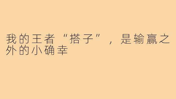 我的王者“搭子”,是输赢之外的小确幸