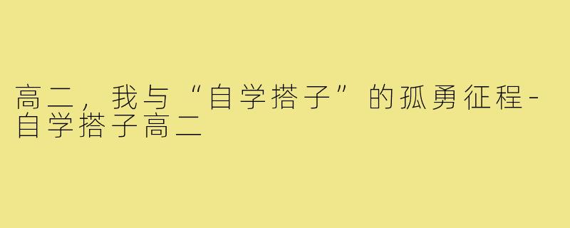 高二，我与“自学搭子”的孤勇征程-自学搭子高二