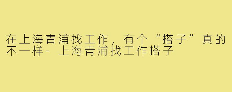 在上海青浦找工作,有个“搭子”真的不一样-上海青浦找工作搭子