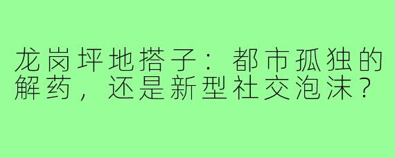 龙岗坪地搭子:都市孤独的解药,还是新型社交泡沫?