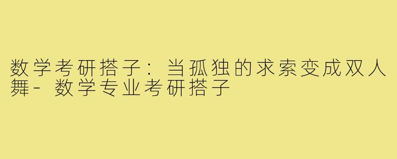 数学考研搭子：当孤独的求索变成双人舞-数学专业考研搭子