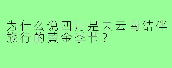 为什么说四月是去云南结伴旅行的黄金季节？