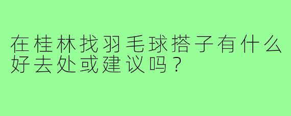 在桂林找羽毛球搭子有什么好去处或建议吗？