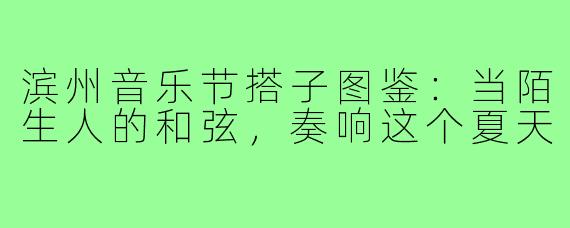 滨州音乐节搭子图鉴：当陌生人的和弦，奏响这个夏天