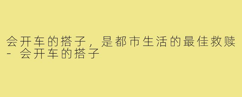 会开车的搭子，是都市生活的最佳救赎-会开车的搭子