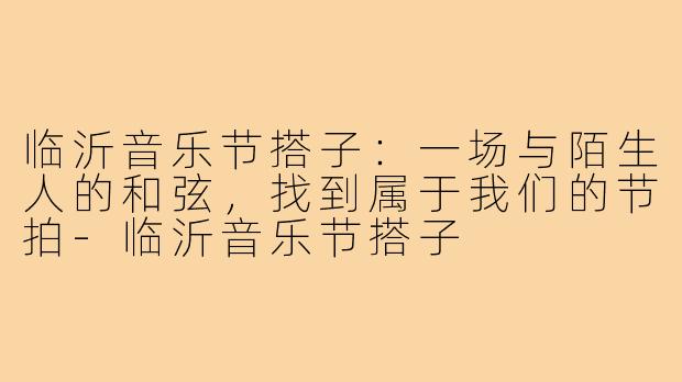 临沂音乐节搭子：一场与陌生人的和弦，找到属于我们的节拍-临沂音乐节搭子