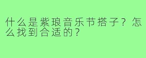 什么是紫琅音乐节搭子?怎么找到合适的?