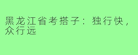 黑龙江省考搭子：独行快，众行远