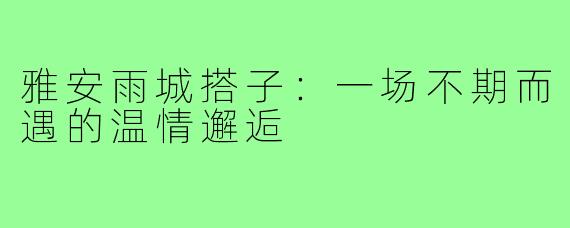 雅安雨城搭子：一场不期而遇的温情邂逅