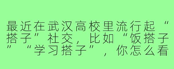 最近在武汉高校里流行起“搭子”社交，比如“饭搭子”“学习搭子”，你怎么看这种新型社交方式？