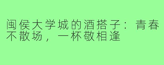 闽侯大学城的酒搭子：青春不散场，一杯敬相逢