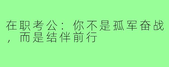 在职考公:你不是孤军奋战,而是结伴前行