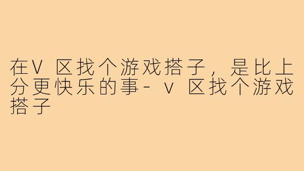 在V区找个游戏搭子，是比上分更快乐的事-v区找个游戏搭子