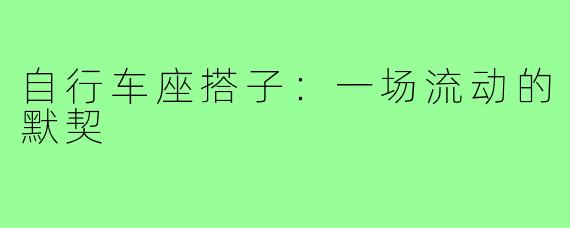 自行车座搭子：一场流动的默契