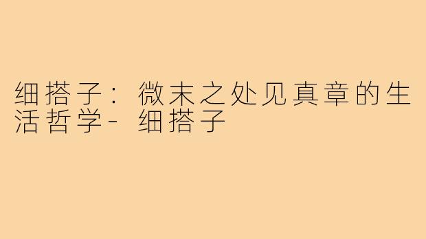 细搭子：微末之处见真章的生活哲学-细搭子