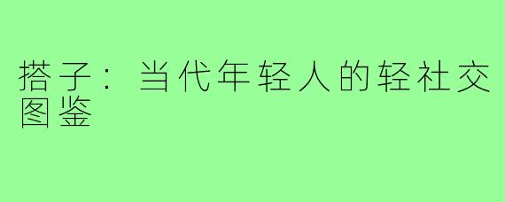搭子：当代年轻人的轻社交图鉴